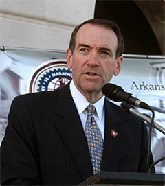 Governor Huckabee speaks at a news conference